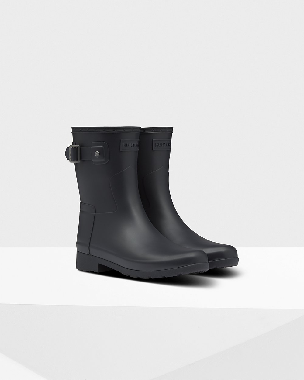 Womens Short Rain Boots - Hunter Refined Slim Fit (48RMQIOHP) - Navy